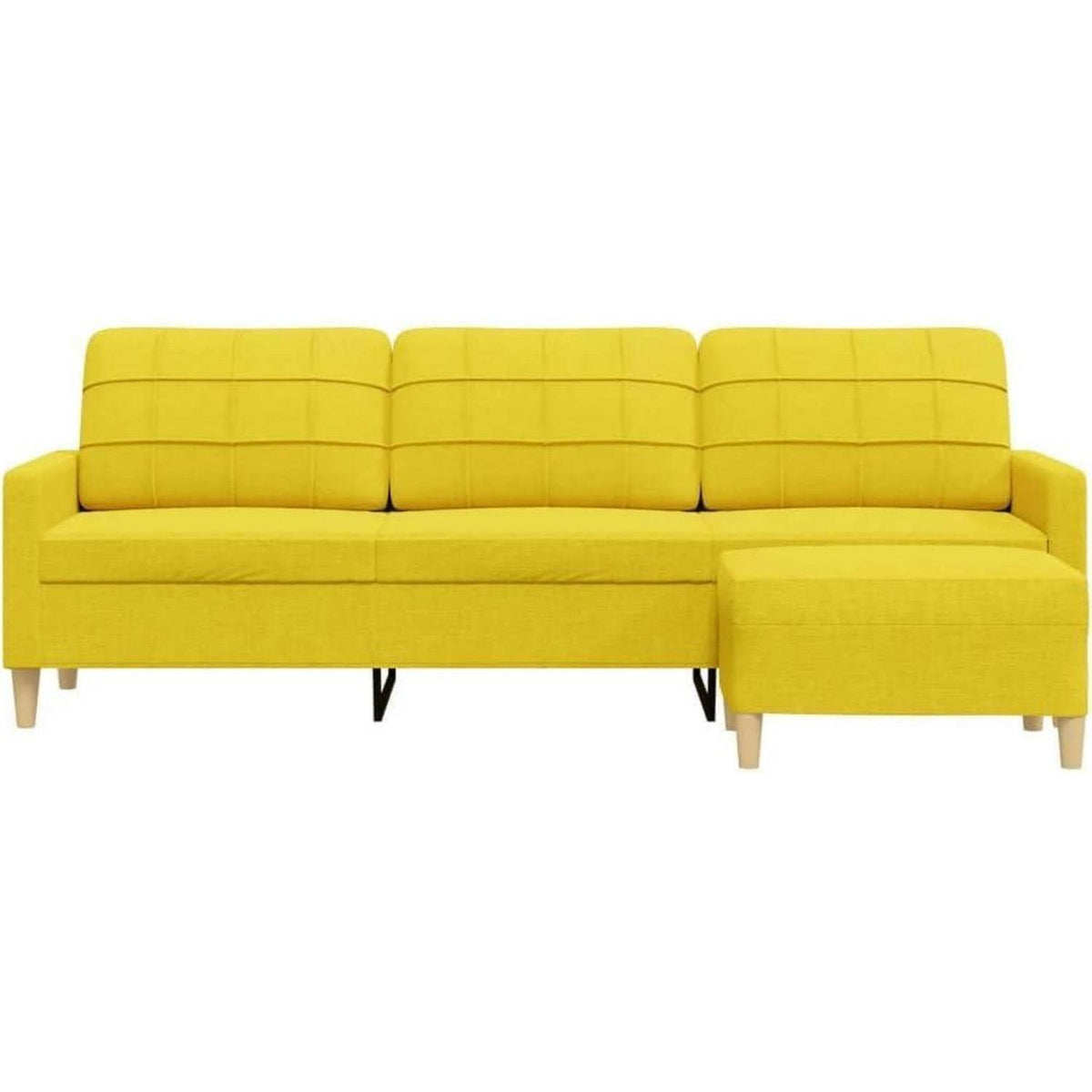 3-Sitzer Sofa mit Hocker, Hellgelb – Modernes Schlafsofa 210cm