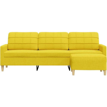 3-Sitzer Sofa mit Hocker, Hellgelb – Modernes Schlafsofa 210cm