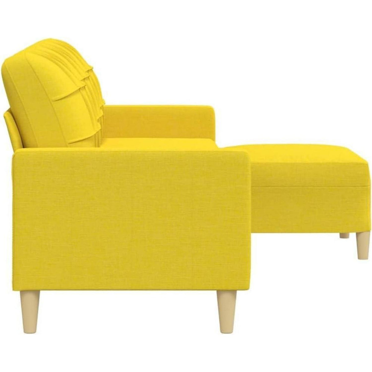 3-Sitzer Sofa mit Hocker, Hellgelb – Modernes Schlafsofa 210cm