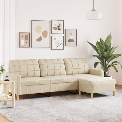 3-Sitzer Sofa mit Hocker & Schlaffunktion – Creme 210cm