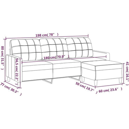 3-Sitzer Sofa mit Hocker & Schlaffunktion, Creme