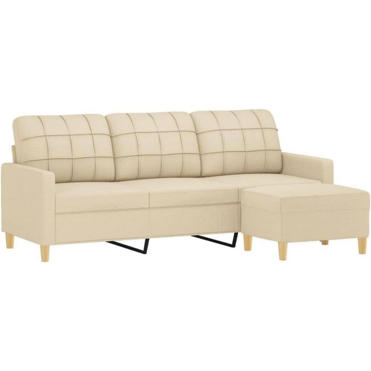 3-Sitzer Sofa mit Hocker & Schlaffunktion, Creme