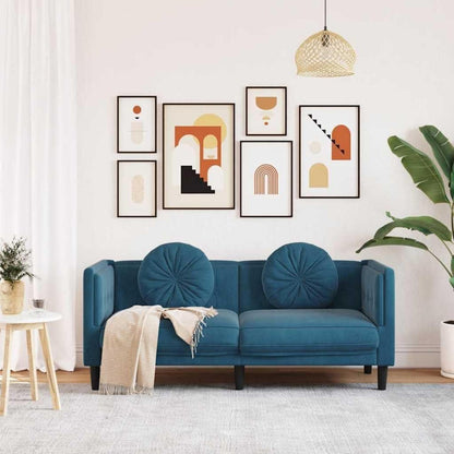 2-Sitzer Sofa Blau Samt – Bequeme Couch für Wohnzimmer