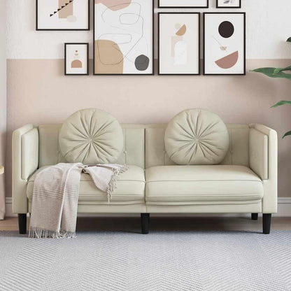 Modernes 2-Sitzer Sofa mit Samtbezug in Creme