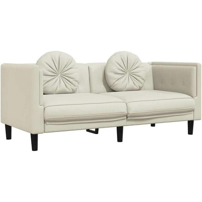 Modernes 2-Sitzer Sofa mit Samtbezug in Creme