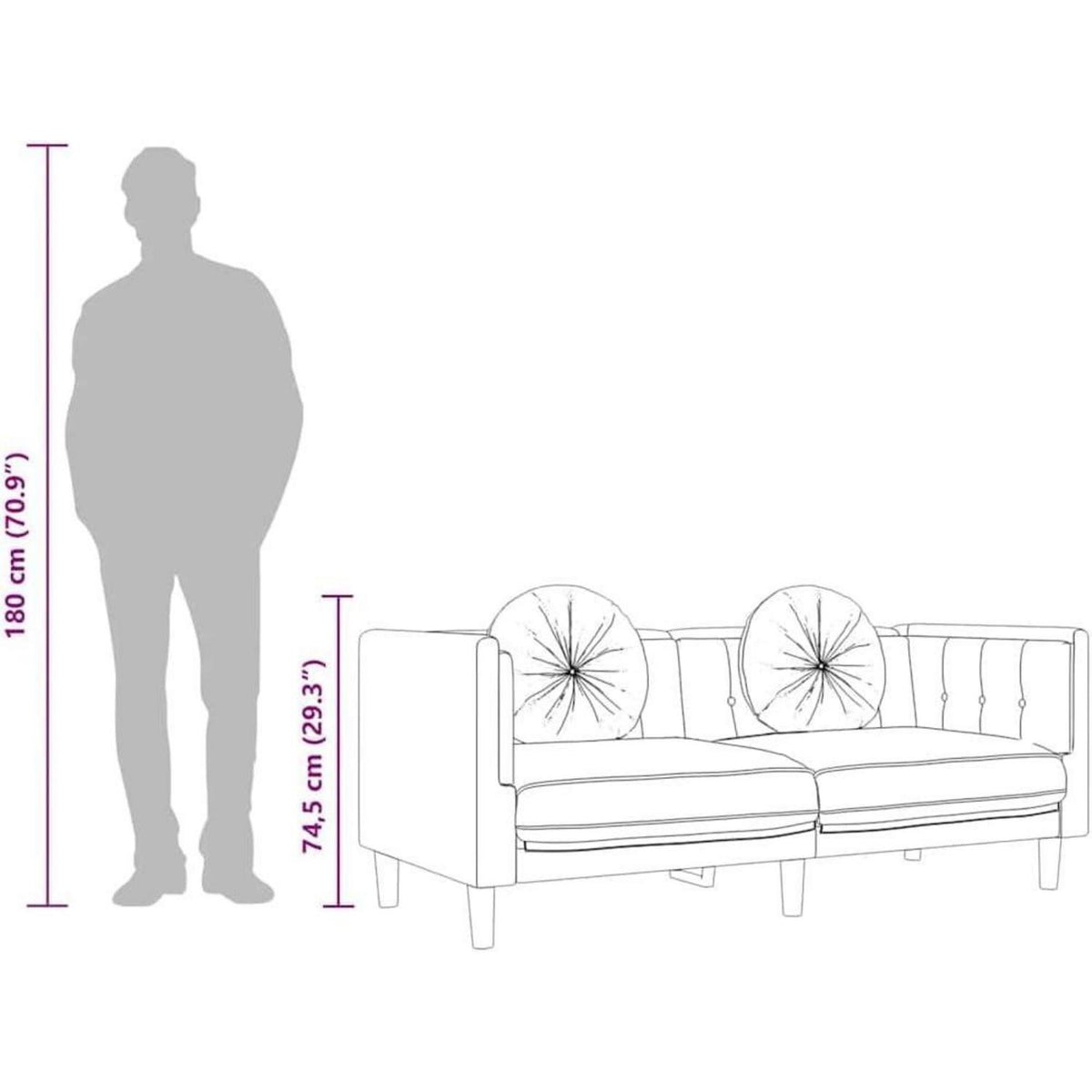 Modernes 2-Sitzer Sofa mit Samtbezug in Creme