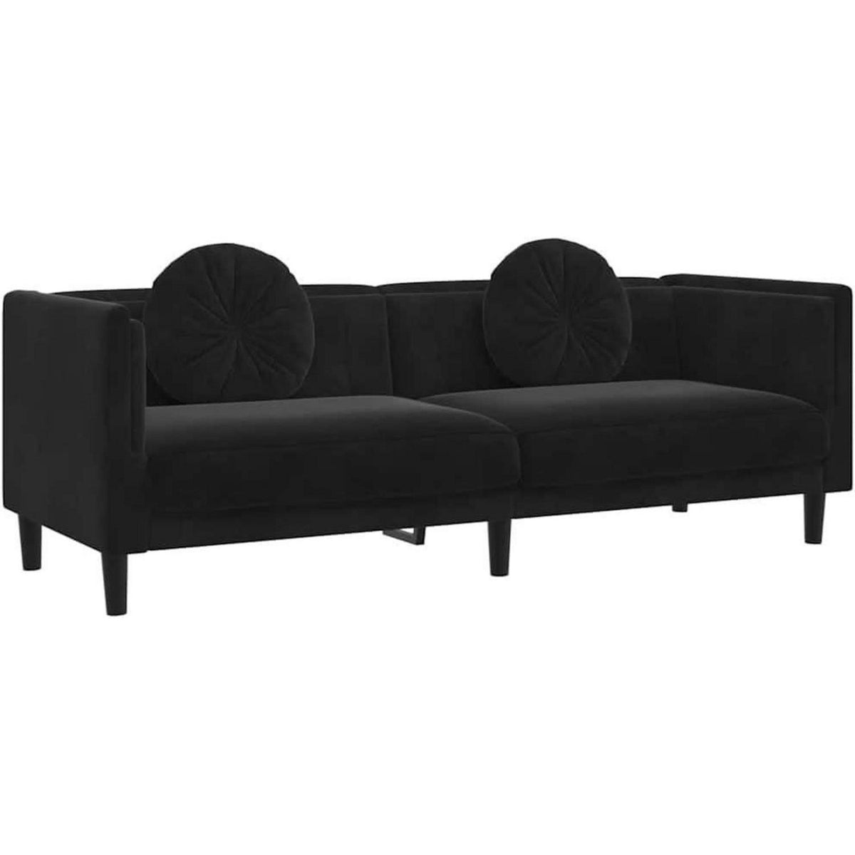 Modernes 3-Sitzer Sofa mit Samtbezug Schwarz