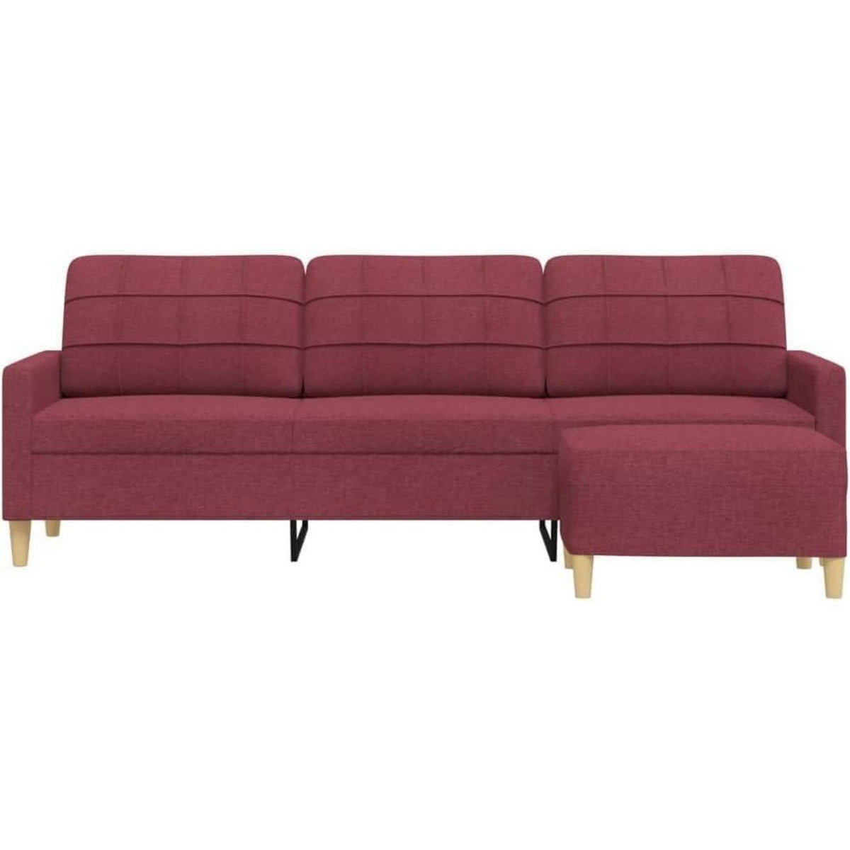3-Sitzer Sofa mit Hocker, Weinrot – Schlaffunktion & Modernes Design