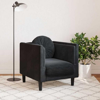 Samt Sofa Schwarz – Modernes Wohnzimmer Sofa mit Kissen