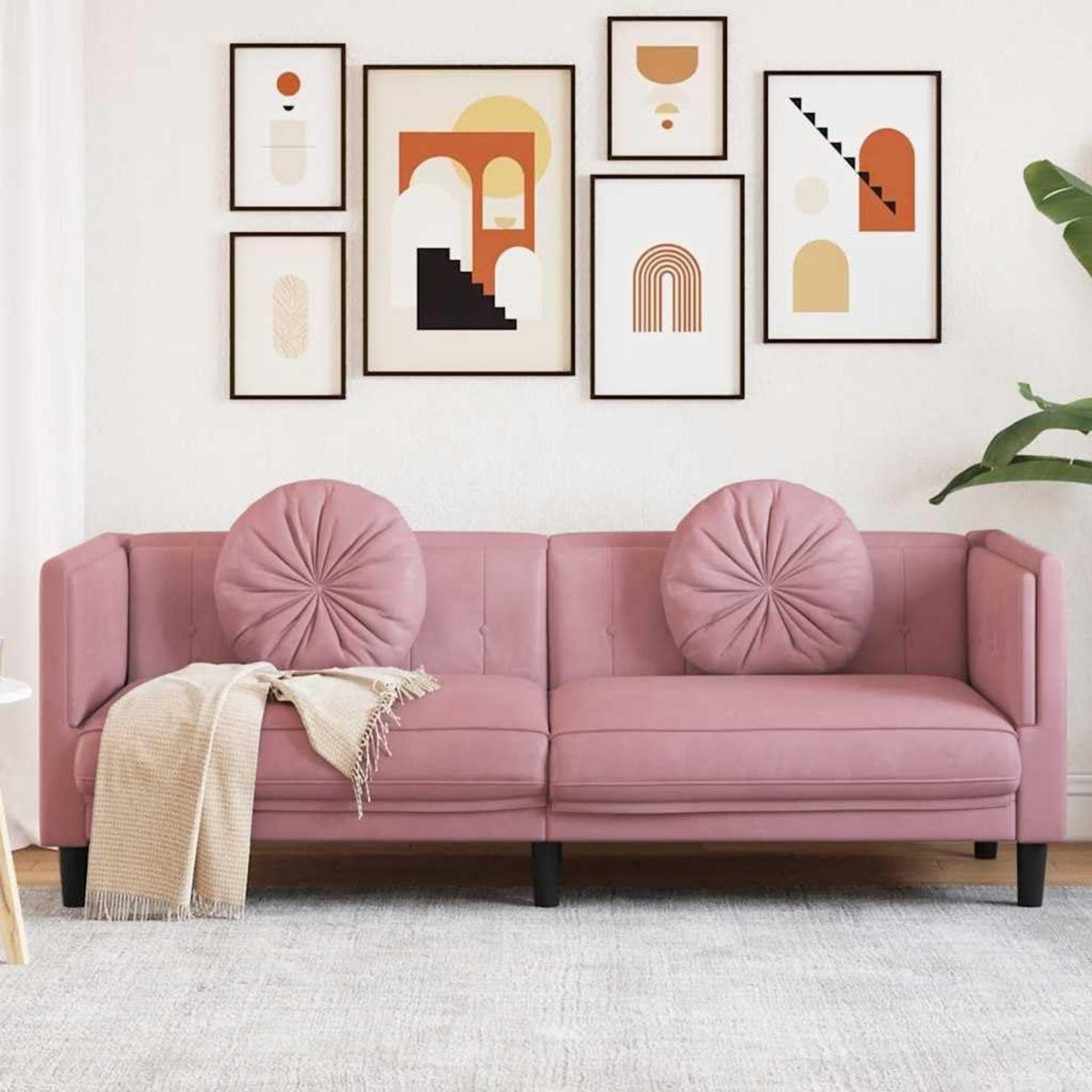 3-Sitzer Samtsofa Rosa – Bequeme Couch für Wohnzimmer