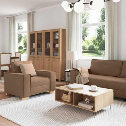 Braunes Sofa-Set: 3-Sitzer, 2-Sitzer & Sessel | Stoff & Komfort