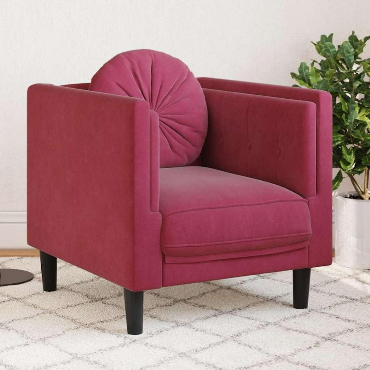 Modernes Samt Sofa 2-Sitzer Weinrot – Bequemes Wohnzimmer Sofa
