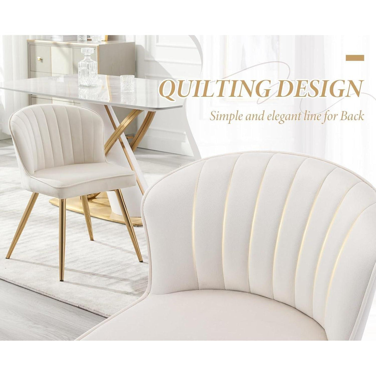 Samt Küchenstühle 4er Set – Beige, Modern & Bequem