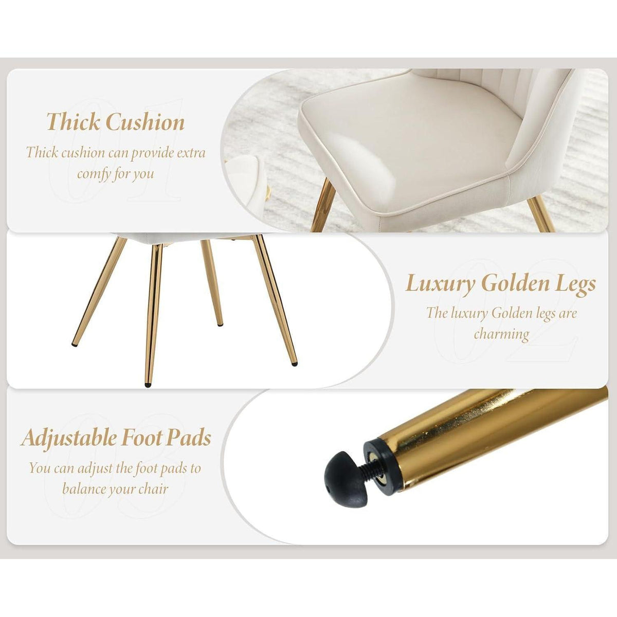 Samt Küchenstühle 4er Set – Beige, Modern & Bequem