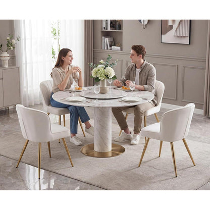 Samt Küchenstühle 4er Set – Beige, Modern & Bequem