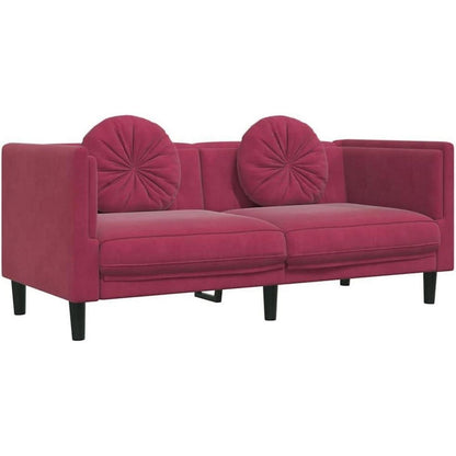 2-Sitzer Samtsofa Weinrot – Modernes Polstersofa für Wohnzimmer