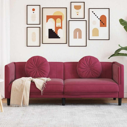 Modernes 3-Sitzer Sofa mit Samtbezug in Weinrot