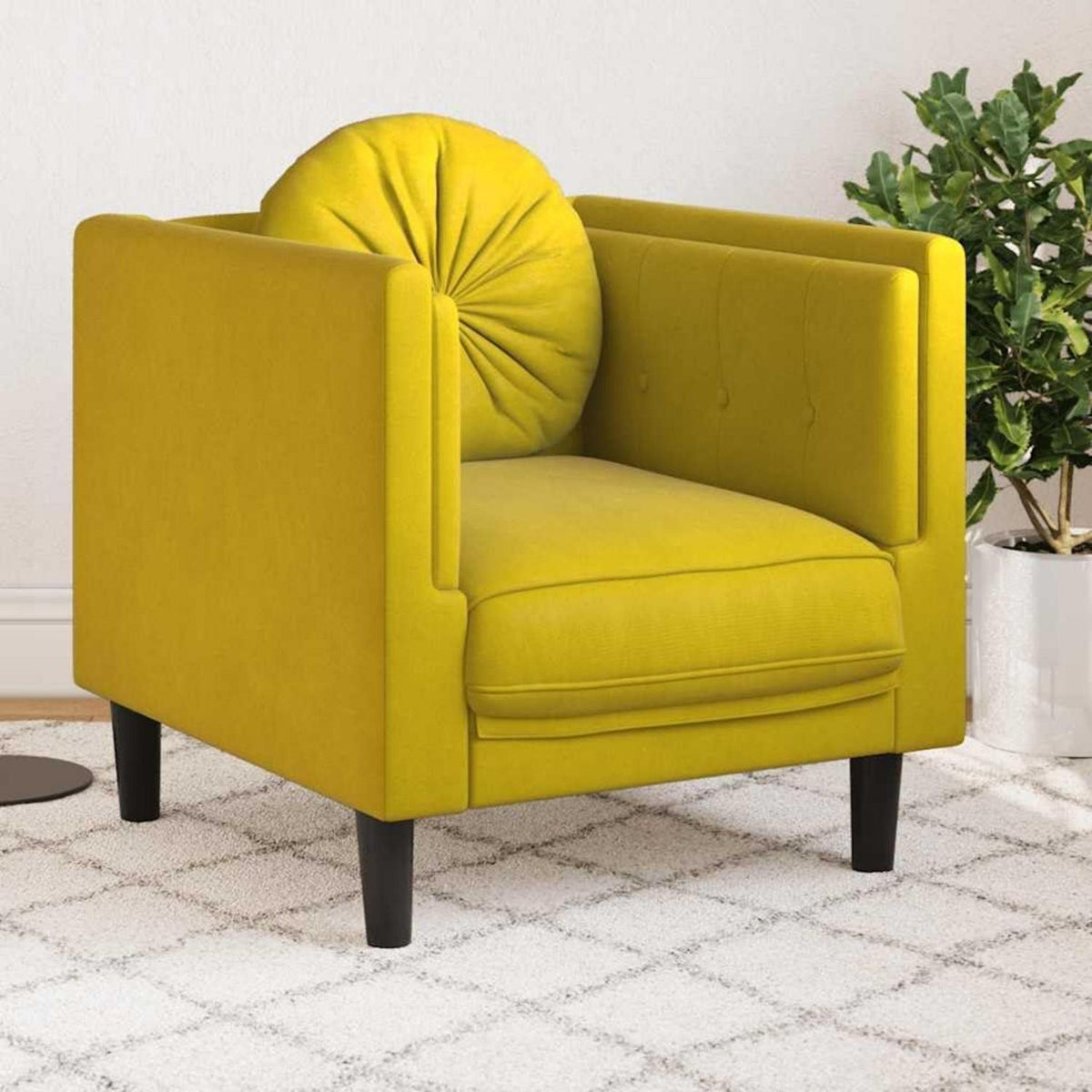 Samt Sofa Gelb – Modernes Wohnzimmer Sofa mit Kissen