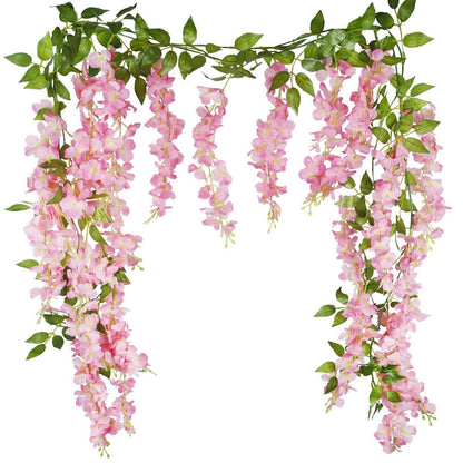 2x Kunstblumen Glyzinien Girlande Rosa 220cm Hochzeit Deko