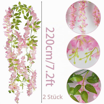 2x Kunstblumen Glyzinien Girlande Rosa 220cm Hochzeit Deko