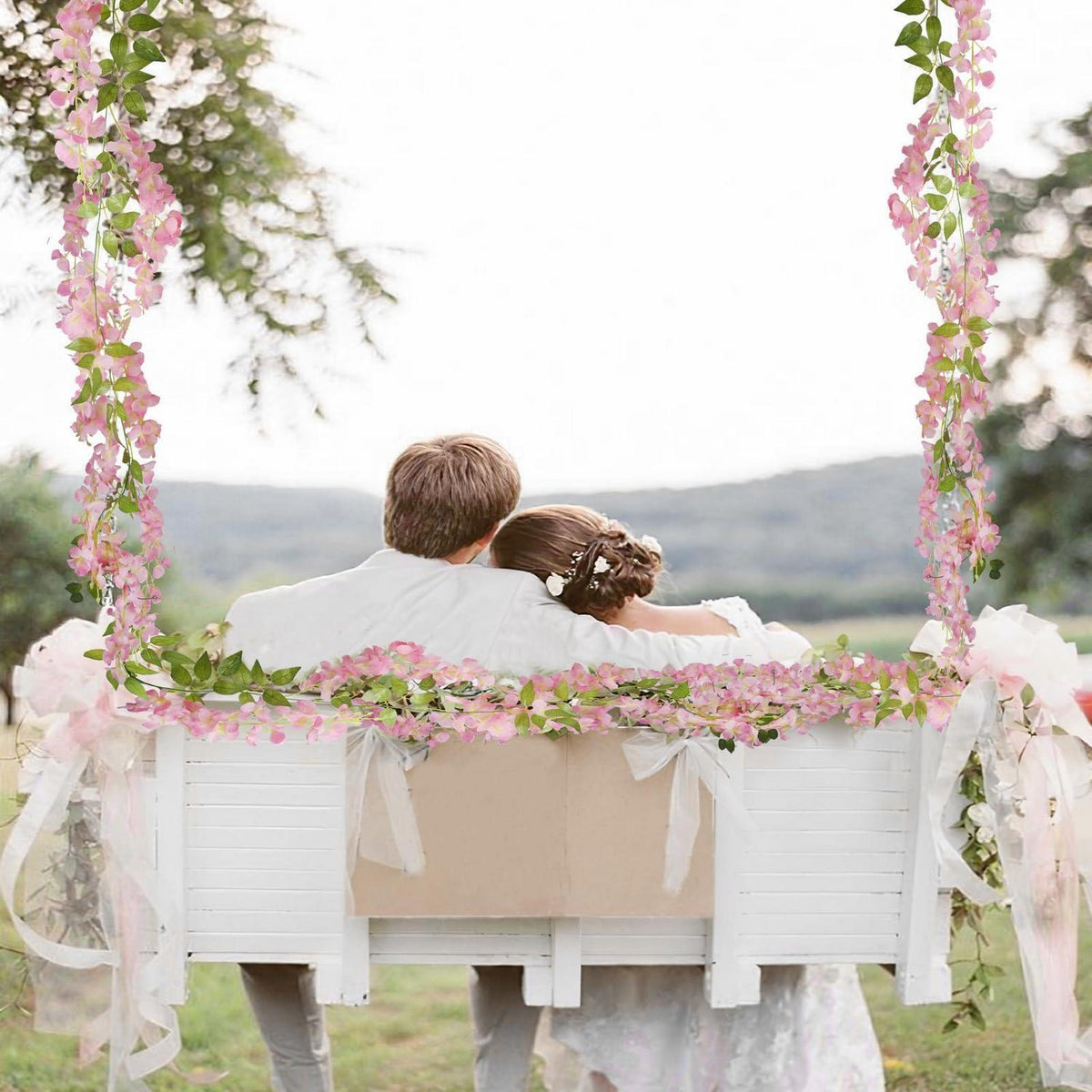 2x Kunstblumen Glyzinien Girlande Rosa 220cm Hochzeit Deko