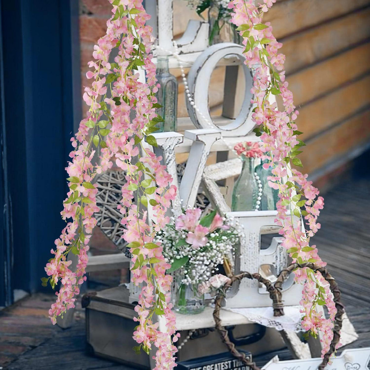 2x Kunstblumen Glyzinien Girlande Rosa 220cm Hochzeit Deko