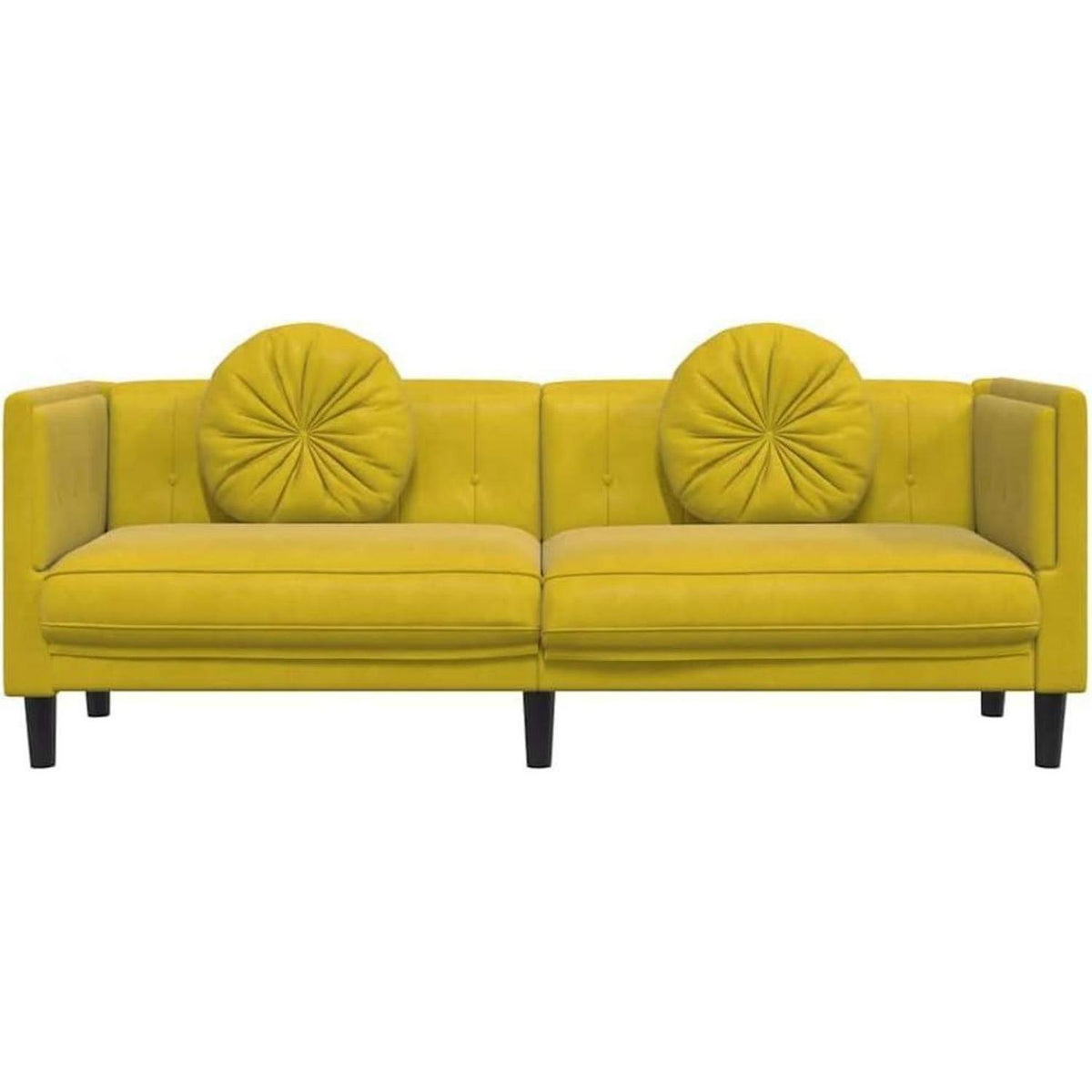 Modernes 3-Sitzer Sofa mit Samtbezug in Gelb