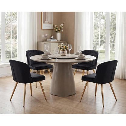 Samt Küchenstühle 4er Set – Moderne Esszimmerstühle Schwarz