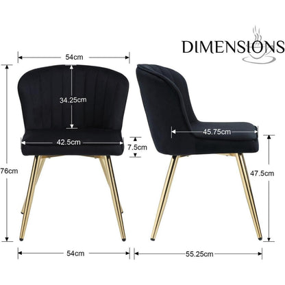 Samt Küchenstühle 4er Set – Moderne Esszimmerstühle Schwarz