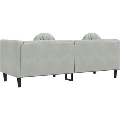 3-Sitzer Samt Sofa Modernes Wohnzimmer Sofa Hellgrau