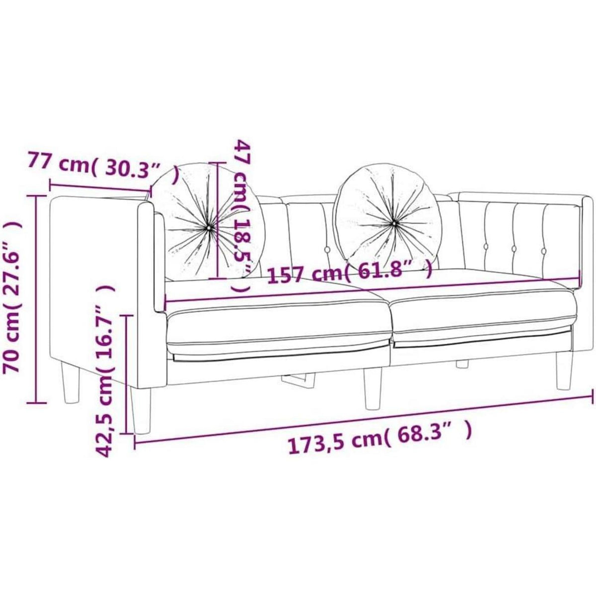 2-Sitzer Sofa Gelb Samt – Bequeme Couch für Wohnzimmer
