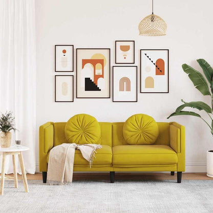 2-Sitzer Sofa Gelb Samt – Bequeme Couch für Wohnzimmer