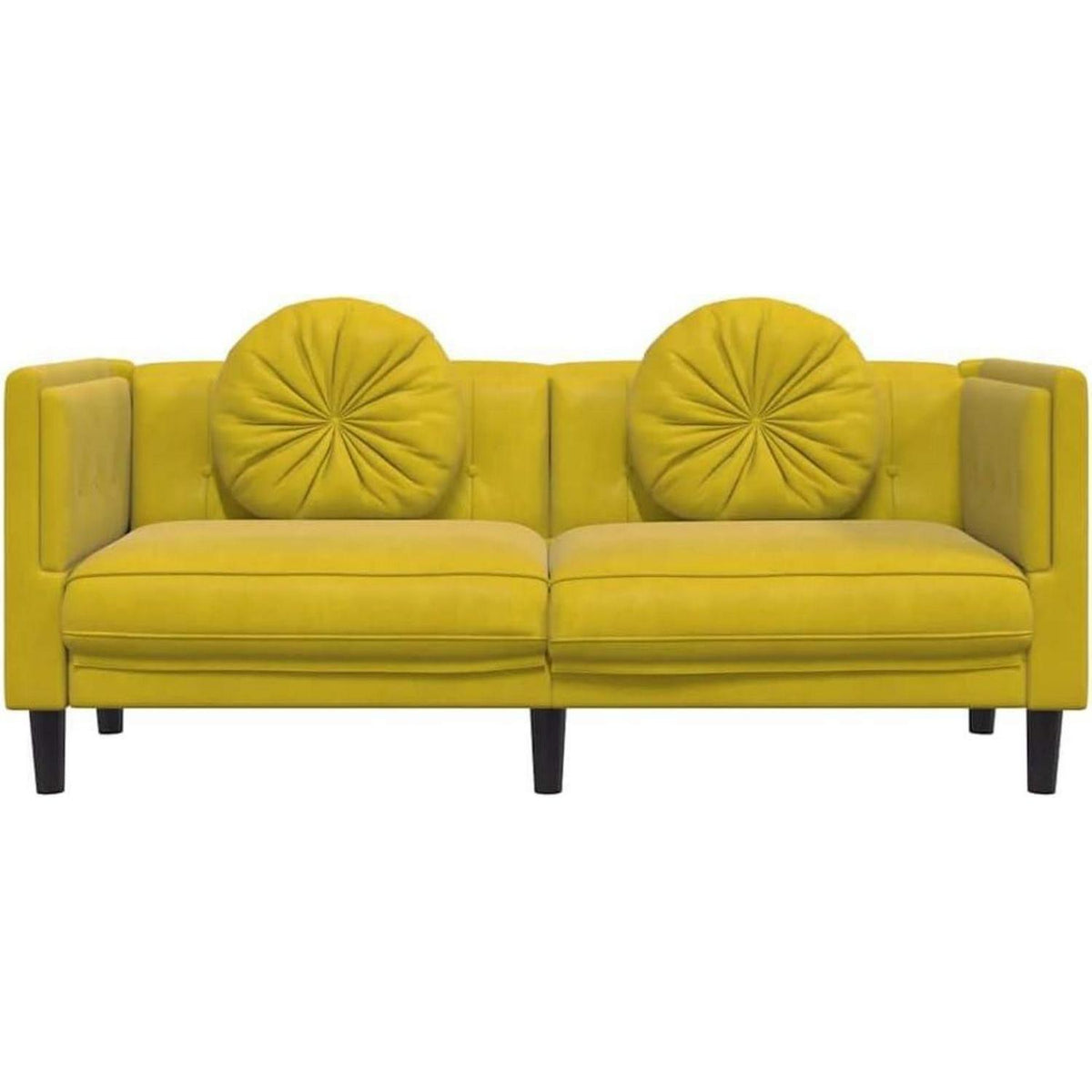 2-Sitzer Sofa Gelb Samt – Bequeme Couch für Wohnzimmer