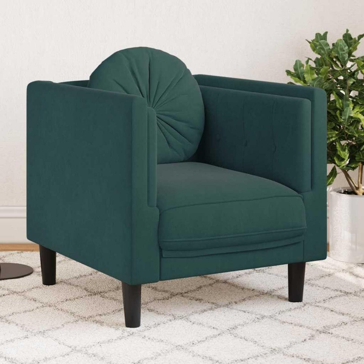 Gepolstertes Samtsofa Dunkelgrün – Modernes Wohnzimmer Sofa