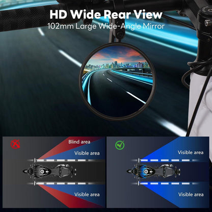 Motorrad Spiegel E-Geprüft, 360° Drehbar, Schwarz