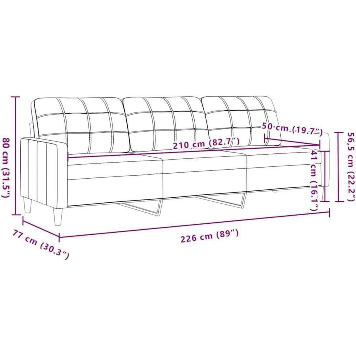 3-Sitzer Sofa mit Schlaffunktion, Braun, 210 cm