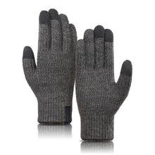 Warme Winterhandschuhe Merino Wolle Touchscreen Grau L