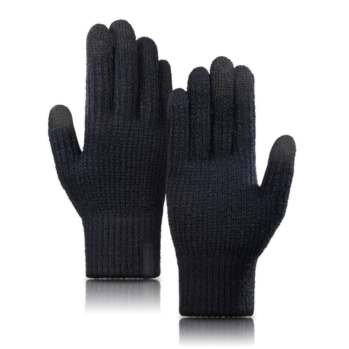 Warme Winterhandschuhe Merino Wolle Touchscreen Schwarz XL