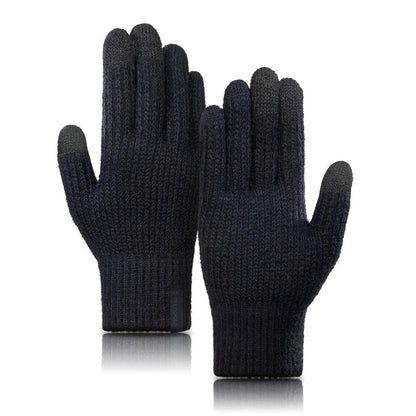 Warme Winterhandschuhe Merino Wolle Touchscreen Schwarz XL