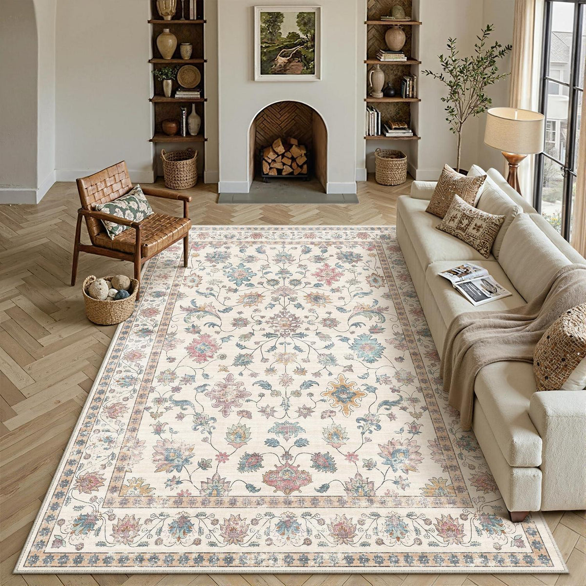 Waschbarer Teppich Wohnzimmer 200x300cm – Vintage Design & Rutschfest