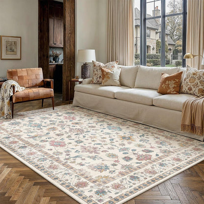 Waschbarer Teppich Wohnzimmer 160x230cm – Vintage Design & Rutschfest