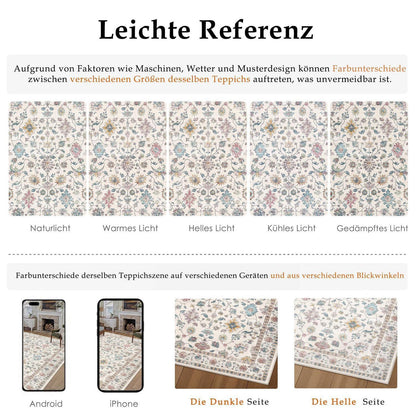 Waschbarer Teppich Wohnzimmer 160x230cm – Vintage Design & Rutschfest