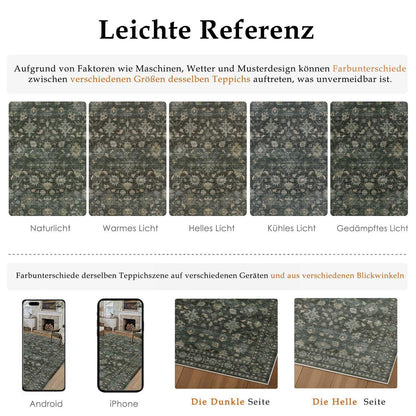 Waschbarer Teppich Grün 200x300cm – Vintage Wohnzimmerteppich