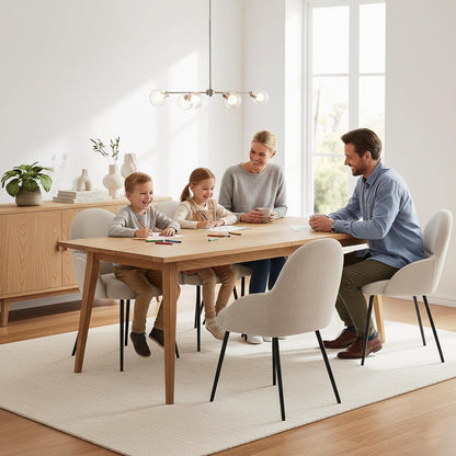 Esszimmerstühle 6er Set mit Armlehne – Beige Leinen & Metall