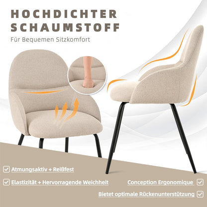 Esszimmerstühle 6er Set mit Armlehne – Beige Leinen & Metall
