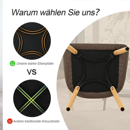Esszimmerstühle Set 4er Beige Holzbeine mit Armlehne