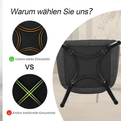 Esszimmerstühle Set 6er mit Armlehne & Samt dunkelgrau