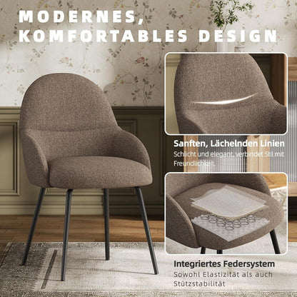 Esszimmerstühle 6er Set mit Armlehne – Braun, Ergonomisch & Modern