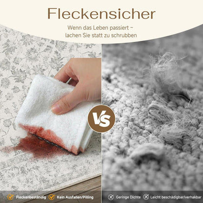Grauer Vintage Wohnzimmerteppich 200x300cm - Weich & Rutschfest