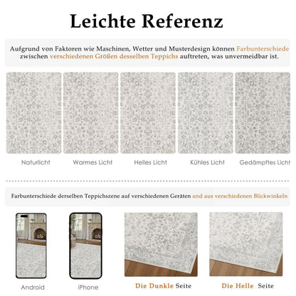 Grauer Vintage Wohnzimmerteppich 200x300cm - Weich & Rutschfest